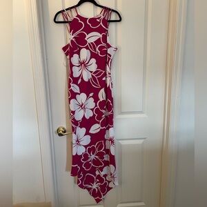 SL Fashions Fuchsia Floral Maxi Dress with Strappy Shoulders